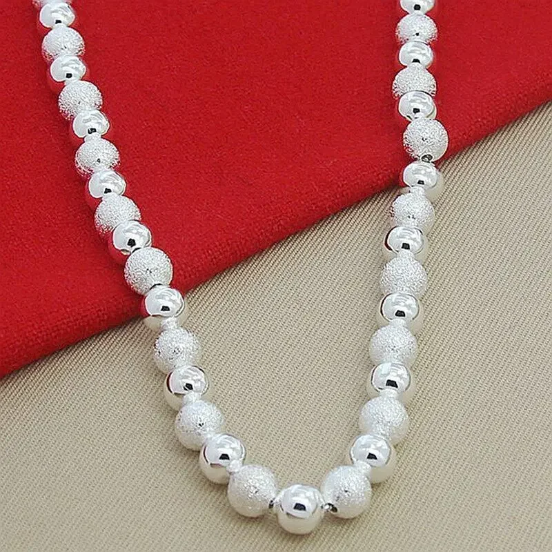 CHUANGCHENG Sophistication Matte Smooth 925 Sterling Silver 8mm Beaded Ball Chain Necklaces
CHUANGCHENG Sophistication Matte Smooth 925 Sterling Silver 8mm Beaded Ball Chain Necklaces