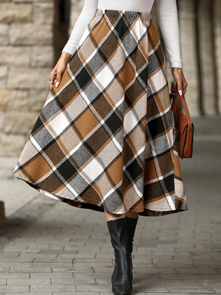 Elegant Women's Fashionable Plaid Elastic Waist Skirt, Exquisite and Fashionable Women's High Waist A-Line Skirt
Elegant Women's Fashionable Plaid Elastic Waist Skirt, Exquisite and Fashionable Women's High Waist A-Line Skirt