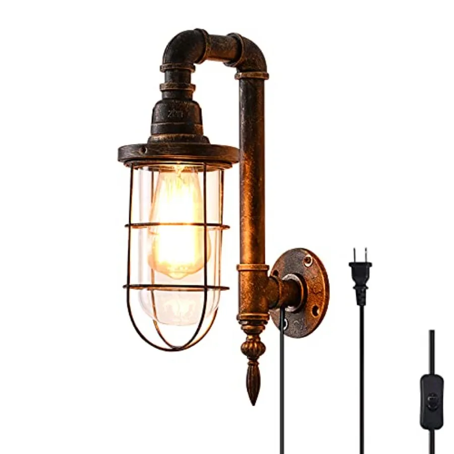 Industrial Plug in Wall Light E26 Base Edison Wire Retro Style Vintage Wall Lights with 5.9Ft Adjustable Plug in Cord Rustic Wa
Industrial Plug in Wall Light E26 Base Edison Wire Retro Style Vintage Wall Lights with 5.9Ft Adjustable Plug in Cord Rustic Wa