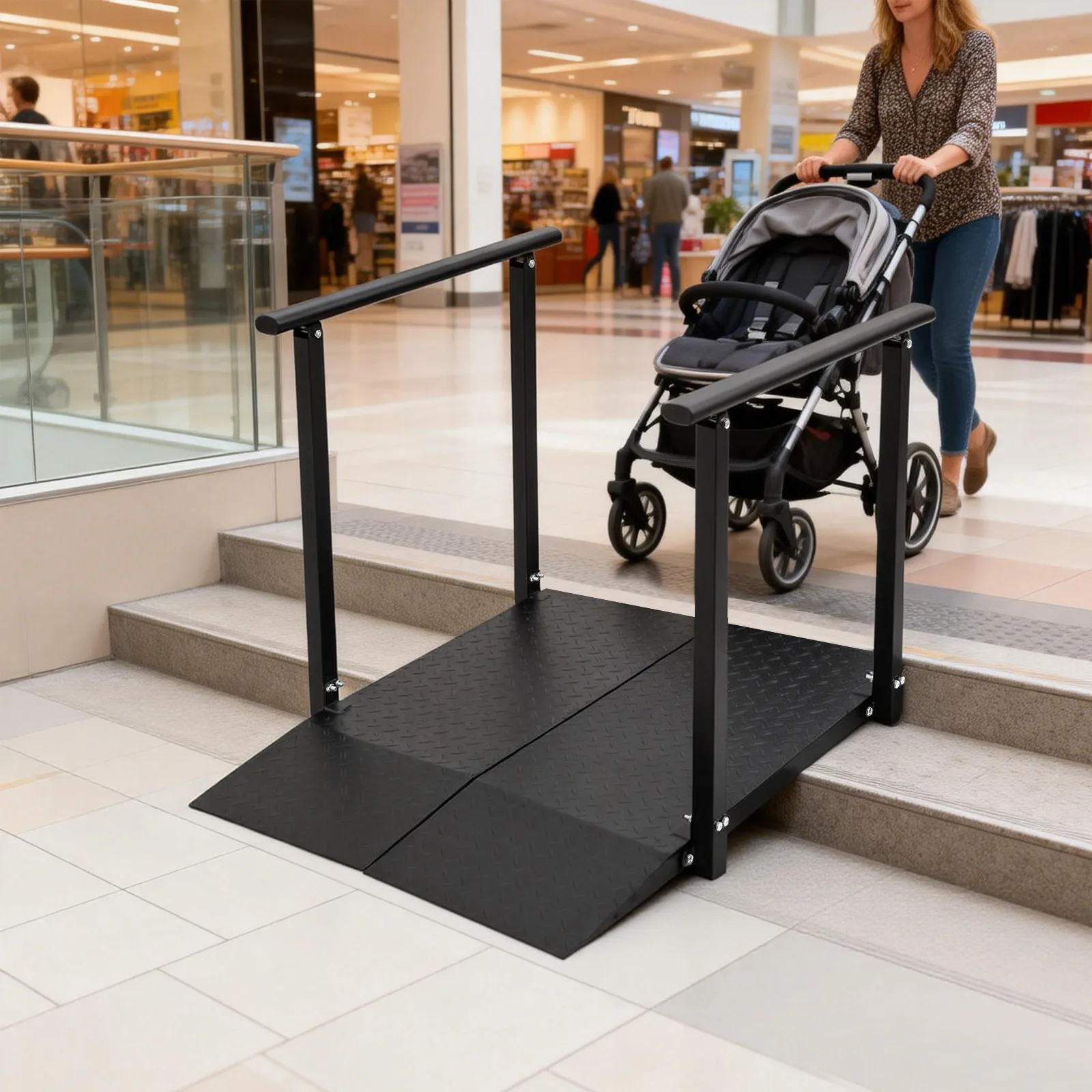 Wheelchair Ramp with Handrails Wheelchair Ramp with Handrails for Strollers Shopping Carts Wheelchairs Hand Trucks
Wheelchair Ramp with Handrails Wheelchair Ramp with Handrails for Strollers Shopping Carts Wheelchairs Hand Trucks