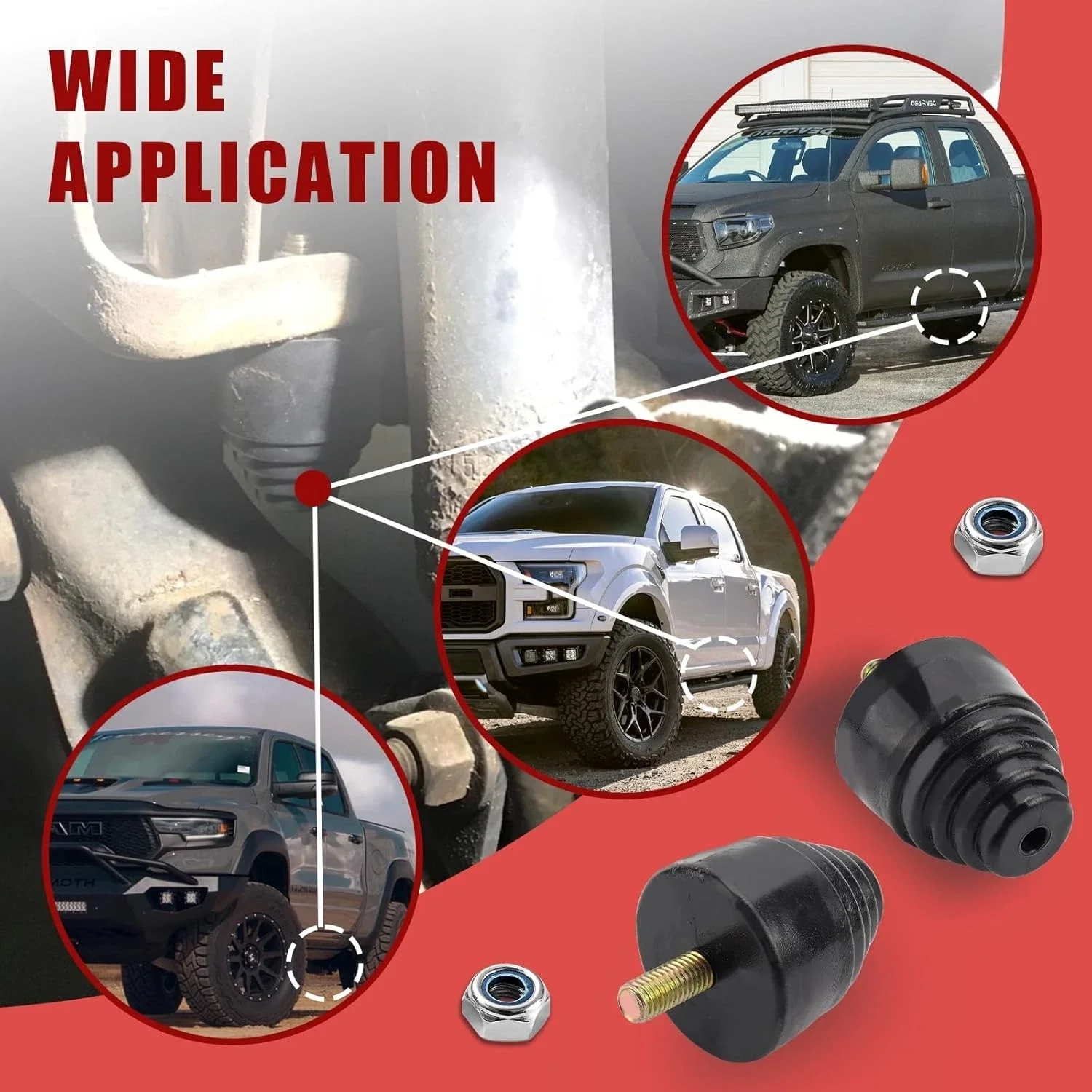2pcs Universal Rear Suspension Bump Stop Tapered Rubber Helper Spring for Pickup Truck Trailer Load Leveling Shock Buffer Block
2pcs Universal Rear Suspension Bump Stop Tapered Rubber Helper Spring for Pickup Truck Trailer Load Leveling Shock Buffer Block