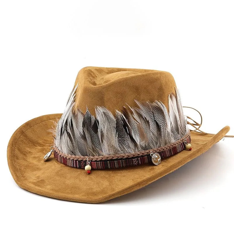 New Arrival Retro Fedora Hat with Feather Decoration Ethnic Jazz Style British Fashion Unisex Upturned Brim Cowboy Hat
New Arrival Retro Fedora Hat with Feather Decoration Ethnic Jazz Style British Fashion Unisex Upturned Brim Cowboy Hat