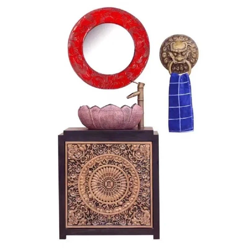 ~New Chinese style solid wood bathroom cabinet combination bathroom cabinet bathroom sink cabinet retro
~New Chinese style solid wood bathroom cabinet combination bathroom cabinet bathroom sink cabinet retro