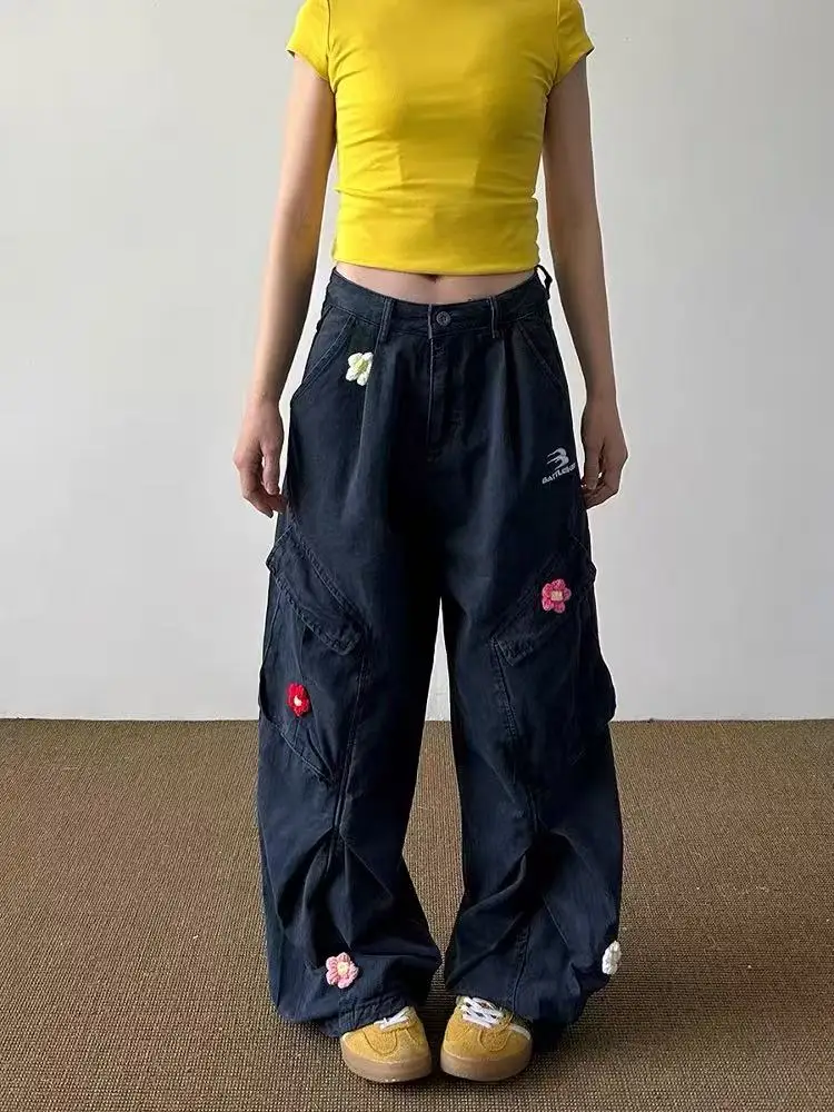 Deep Blue Embroidered Workwear Jeans Women's Summer Wide Leg Loose Design High Waist Slimming Straight Long Pants
Deep Blue Embroidered Workwear Jeans Women's Summer Wide Leg Loose Design High Waist Slimming Straight Long Pants