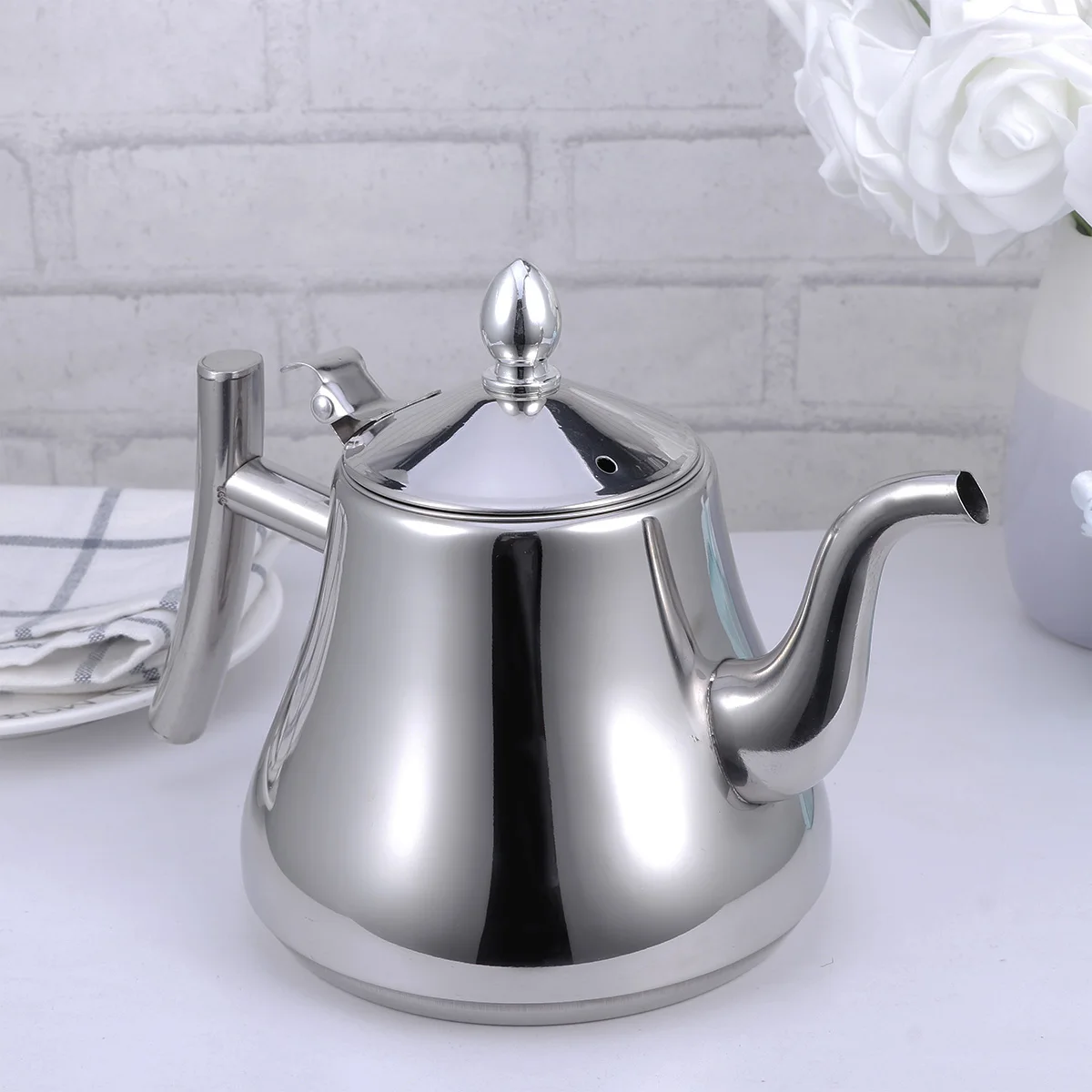 Stainless Steel Teapot Kettle with Filter No Rust Coffee Stovetop Silver Strainer Easy Cleanup Glossy Kitchen Bar
Stainless Steel Teapot Kettle with Filter No Rust Coffee Stovetop Silver Strainer Easy Cleanup Glossy Kitchen Bar