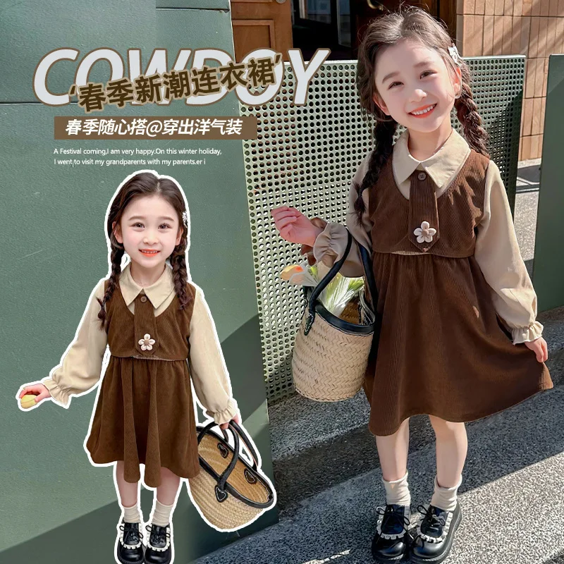 Children's Patchwork Dress2New Spring and Autumn Girls' Sweet College Style Corduroy Patchwork Princess Dress
Children's Patchwork Dress2New Spring and Autumn Girls' Sweet College Style Corduroy Patchwork Princess Dress