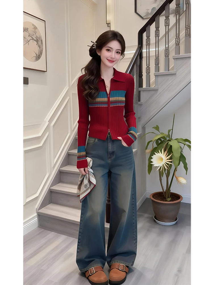 Модный полосатый вязаный топ на молнии, повседневный облегающий женский осенне-зимний новый вязаный джемпер с цветовыми блоками для женщин
Модный полосатый вязаный топ на молнии, повседневный облегающий женский осенне-зимний новый вязаный джемпер с цветовыми блоками для женщин