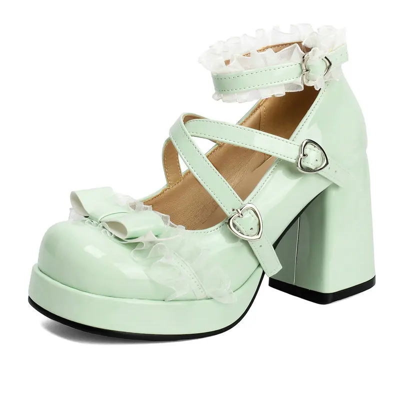 Green Pink Lolita Cosplay Lady Shoes Closed Toe Lace Border Belt Chunky High Heel Pumps Big Size 46 47 48 Cross-strap Mary Janes
Green Pink Lolita Cosplay Lady Shoes Closed Toe Lace Border Belt Chunky High Heel Pumps Big Size 46 47 48 Cross-strap Mary Janes