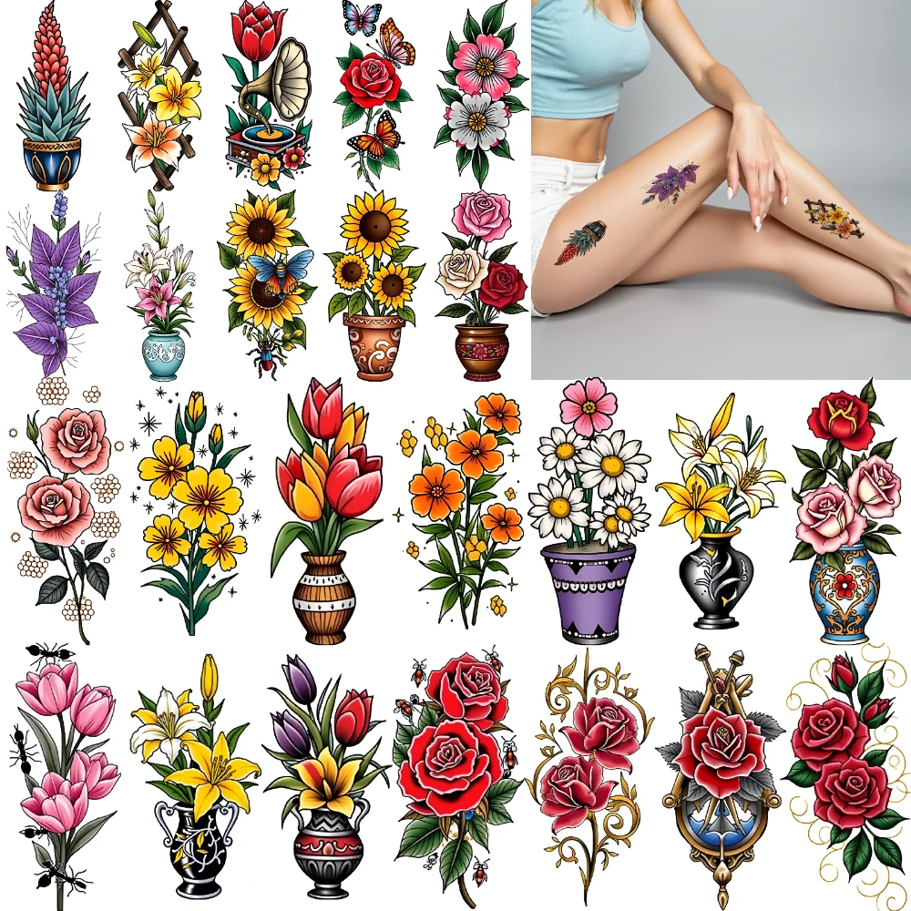 28pcs Temporary Tattoo Roses New School Traditional Succulents Butterflies Temporary Tattoo Stickers Lily Flowers For Arms
28pcs Temporary Tattoo Roses New School Traditional Succulents Butterflies Temporary Tattoo Stickers Lily Flowers For Arms