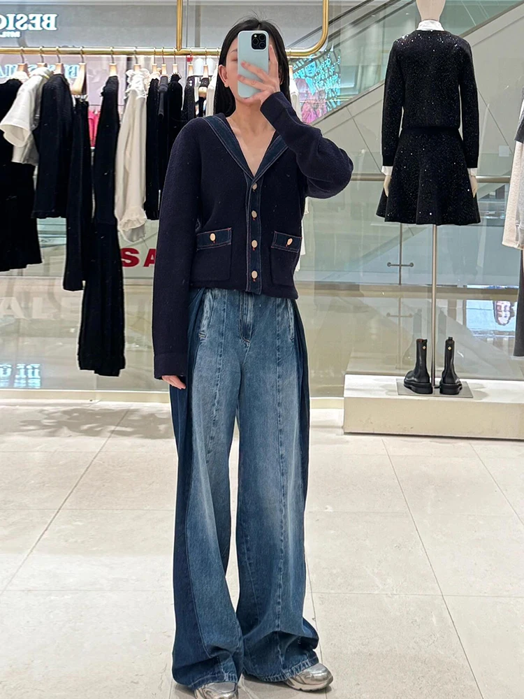 Sandro Sivos Premium Women's Navy Collar Denim Knitted Cardigan Spring 2025 College Sle Long Sve Regular Fit Knitwear
Sandro Sivos Premium Women's Navy Collar Denim Knitted Cardigan Spring 2025 College Sle Long Sve Regular Fit Knitwear