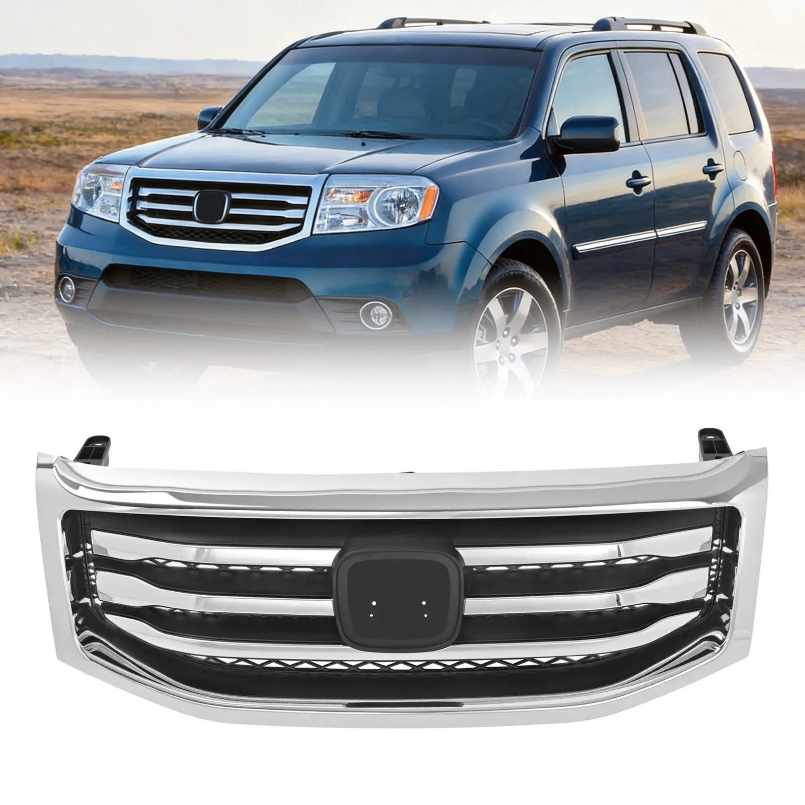 For Honda Pilot 2012-2015 14 Front Bumper Grille W/Silver Molding Surround Trim
For Honda Pilot 2012-2015 14 Front Bumper Grille W/Silver Molding Surround Trim