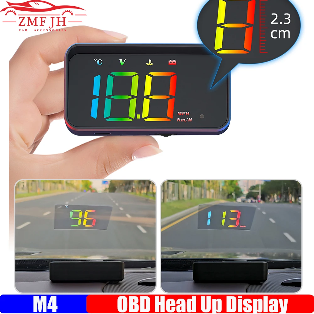 M4 OBD HUD Colorful Car Head Up Display Large Font KMH MPH Speedometer Water Temperature Voltage with Temp Overspeed Alarm
M4 OBD HUD Colorful Car Head Up Display Large Font KMH MPH Speedometer Water Temperature Voltage with Temp Overspeed Alarm