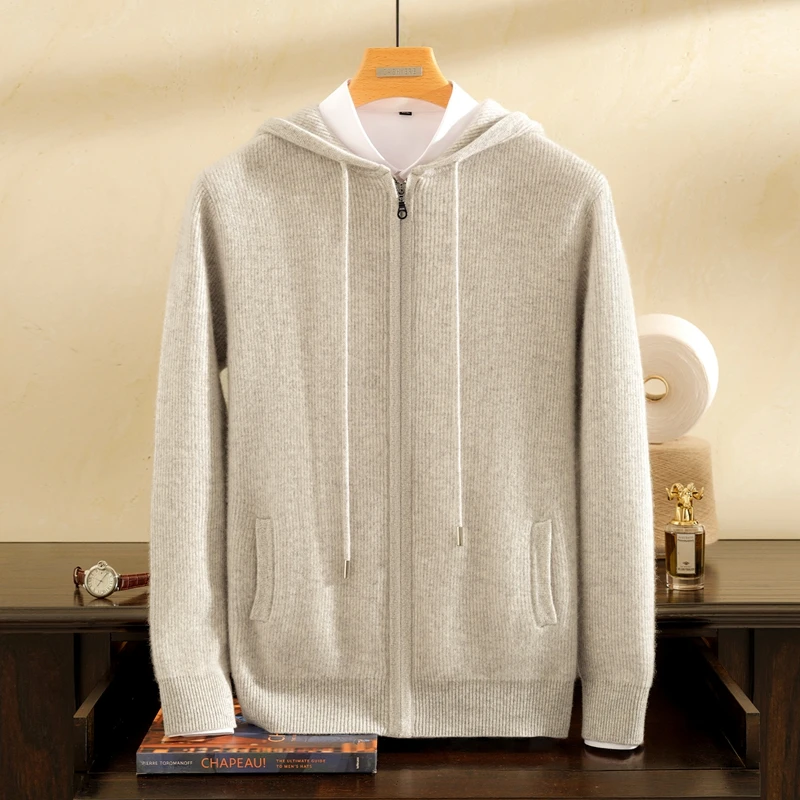 Men's 100% Pure Goat Cashmere Cardigan Sweater Zipper Hooded Knitted Casual Thick Warm Autumn Winter Clothing Soft Comfortabie
Men's 100% Pure Goat Cashmere Cardigan Sweater Zipper Hooded Knitted Casual Thick Warm Autumn Winter Clothing Soft Comfortabie