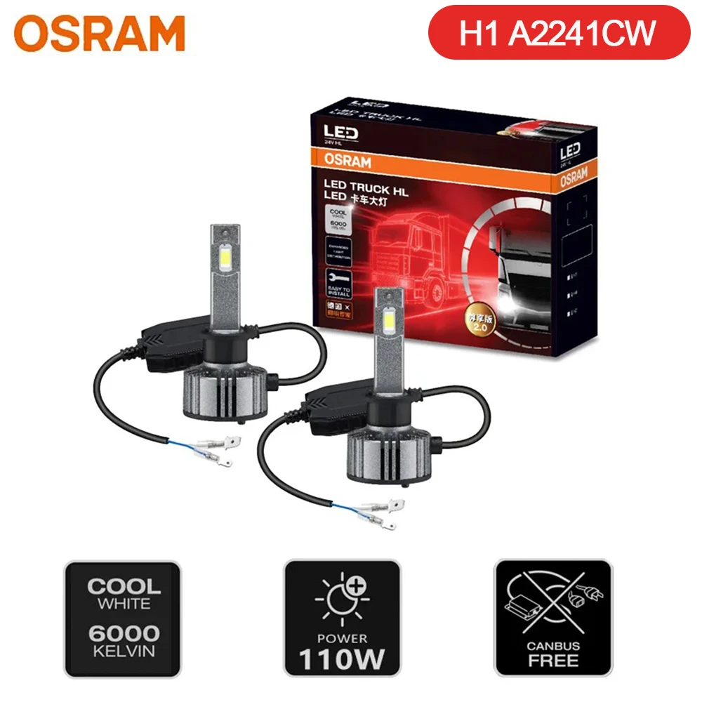 OSRAM TRUCK ZX2.0 LED HL H1 24V Фара грузовика 110W Super Power 6000K Холодный белый Дальний ближний свет Оригинальные лампы A2241CW, пара
OSRAM TRUCK ZX2.0 LED HL H1 24V Фара грузовика 110W Super Power 6000K Холодный белый Дальний ближний свет Оригинальные лампы A2241CW, пара