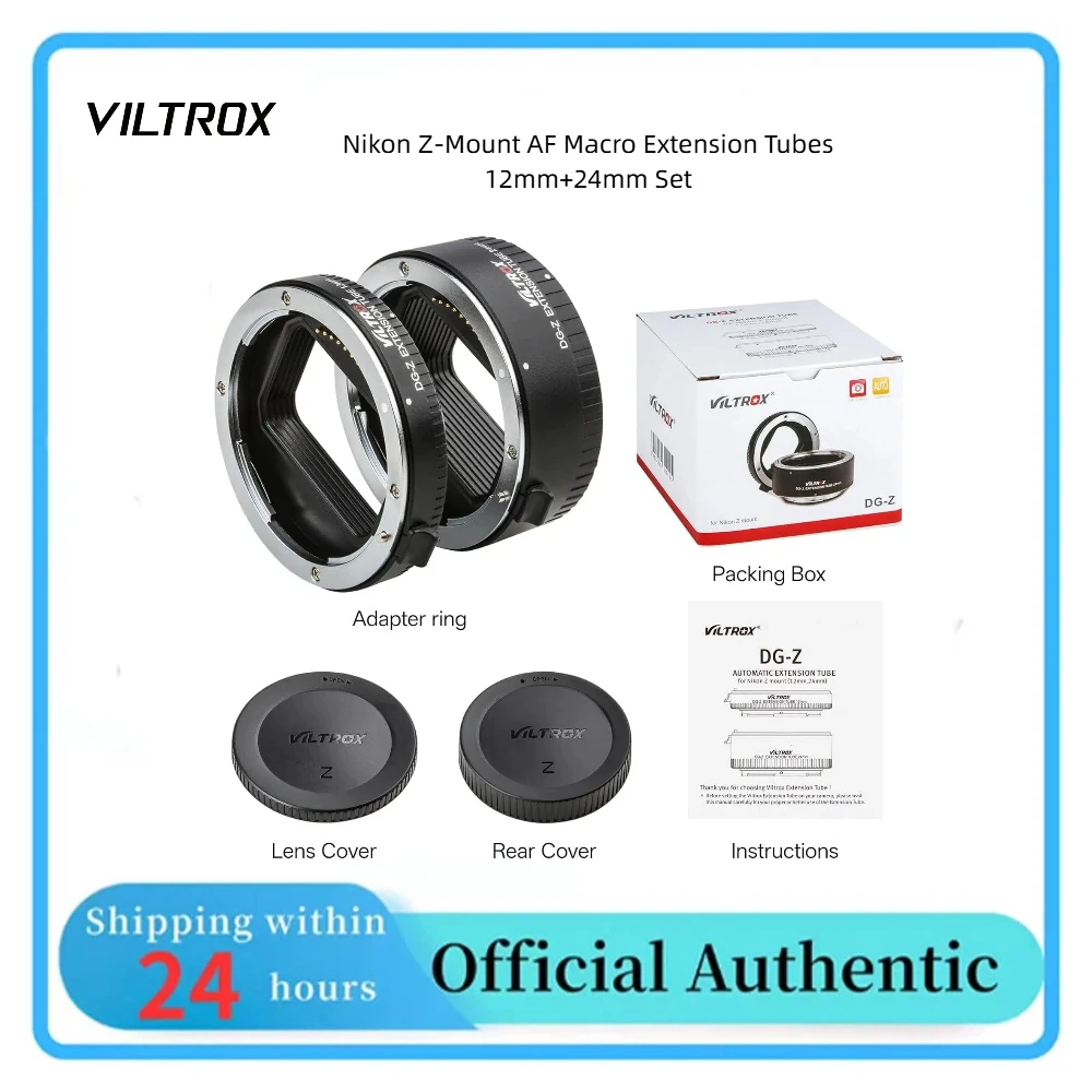 VILTROX DG-Z Auto Focus Macro Extension Tube Set 12mm 24mm for Nikon Z Mount Camera ZFC Z5 Z6 Z7 II Mirrorless
VILTROX DG-Z Auto Focus Macro Extension Tube Set 12mm 24mm for Nikon Z Mount Camera ZFC Z5 Z6 Z7 II Mirrorless