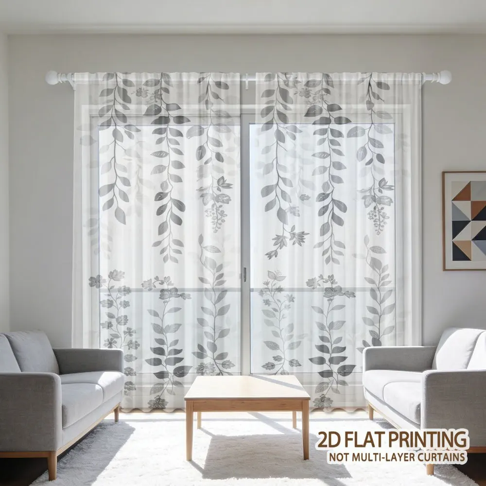 2pcs 2D FLAT Leaf Vine Pattern Print Design Sheer Curtains, Washable Window Drapes, with Rod Pocket Easy to Install
2pcs 2D FLAT Leaf Vine Pattern Print Design Sheer Curtains, Washable Window Drapes, with Rod Pocket Easy to Install