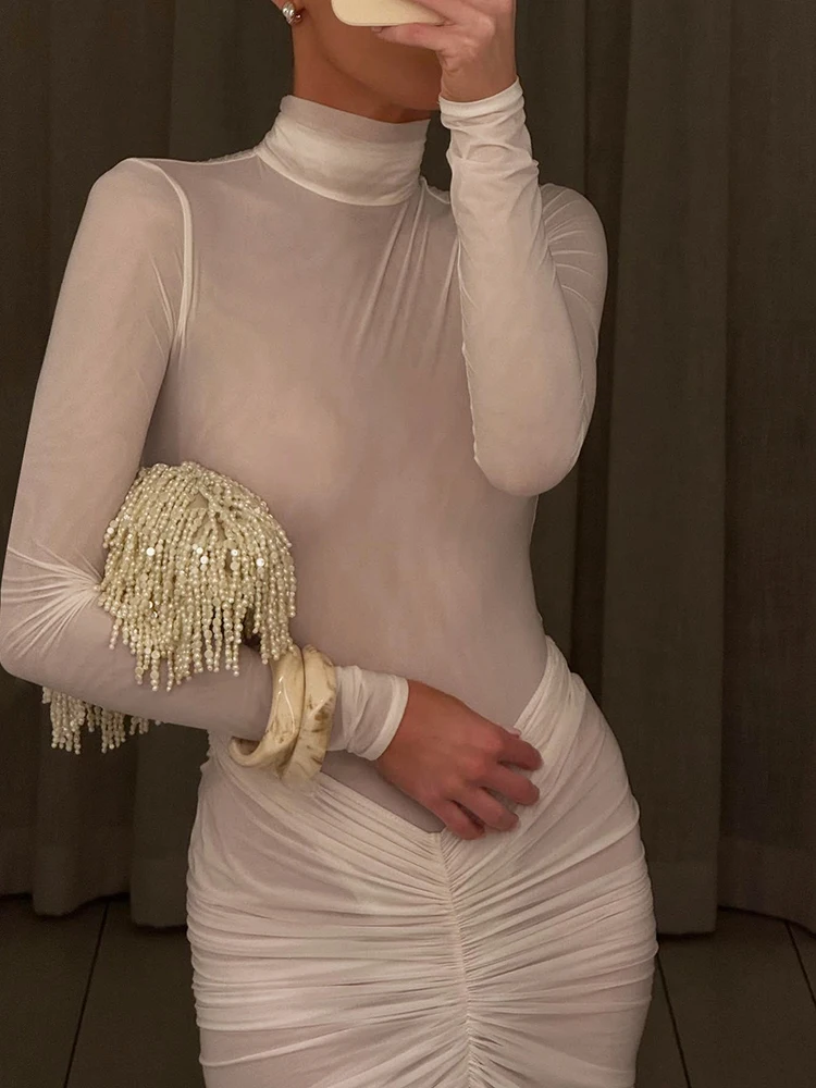 Insglas Party See Through Two Piece Set Women Coquette Bodysuit+Ruched Peach Buttocks Skirts Matching Sexy Midnight Clubwear 
Insglas Party See Through Two Piece Set Women Coquette Bodysuit+Ruched Peach Buttocks Skirts Matching Sexy Midnight Clubwear