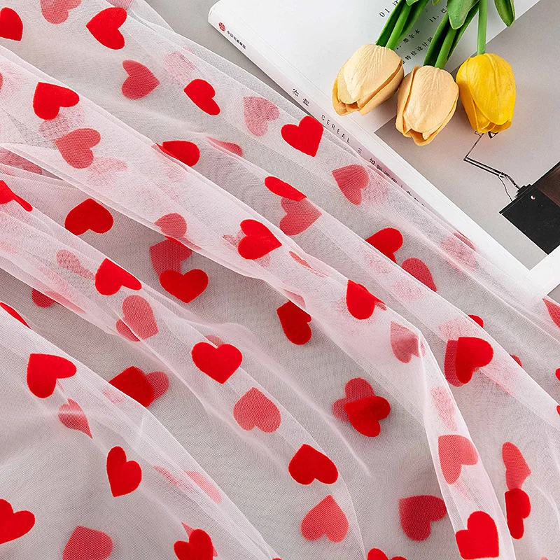 50cm Red Flocking Heart Voile Net Fabric See Through Drape Fabric Tulle Mesh Craft Material For Curtains Party Dress
50cm Red Flocking Heart Voile Net Fabric See Through Drape Fabric Tulle Mesh Craft Material For Curtains Party Dress
