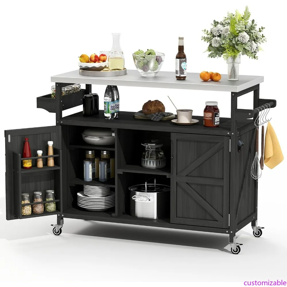 Stainless Steel Outdoor Grilling Station with Wooden Buffet Cabinet and Lockable Casters
Stainless Steel Outdoor Grilling Station with Wooden Buffet Cabinet and Lockable Casters