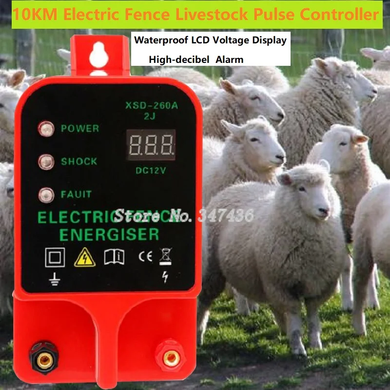 10KM Electric Fence Energizer Livestock High Voltage Pulse Controller High-decibel Alarm Waterproof LCD Voltage Display
10KM Electric Fence Energizer Livestock High Voltage Pulse Controller High-decibel Alarm Waterproof LCD Voltage Display
