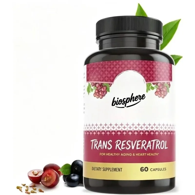 Resveratrol capsules contain green tea and grape seed extracts - antioxidant and anti-aging health support
Resveratrol capsules contain green tea and grape seed extracts - antioxidant and anti-aging health support