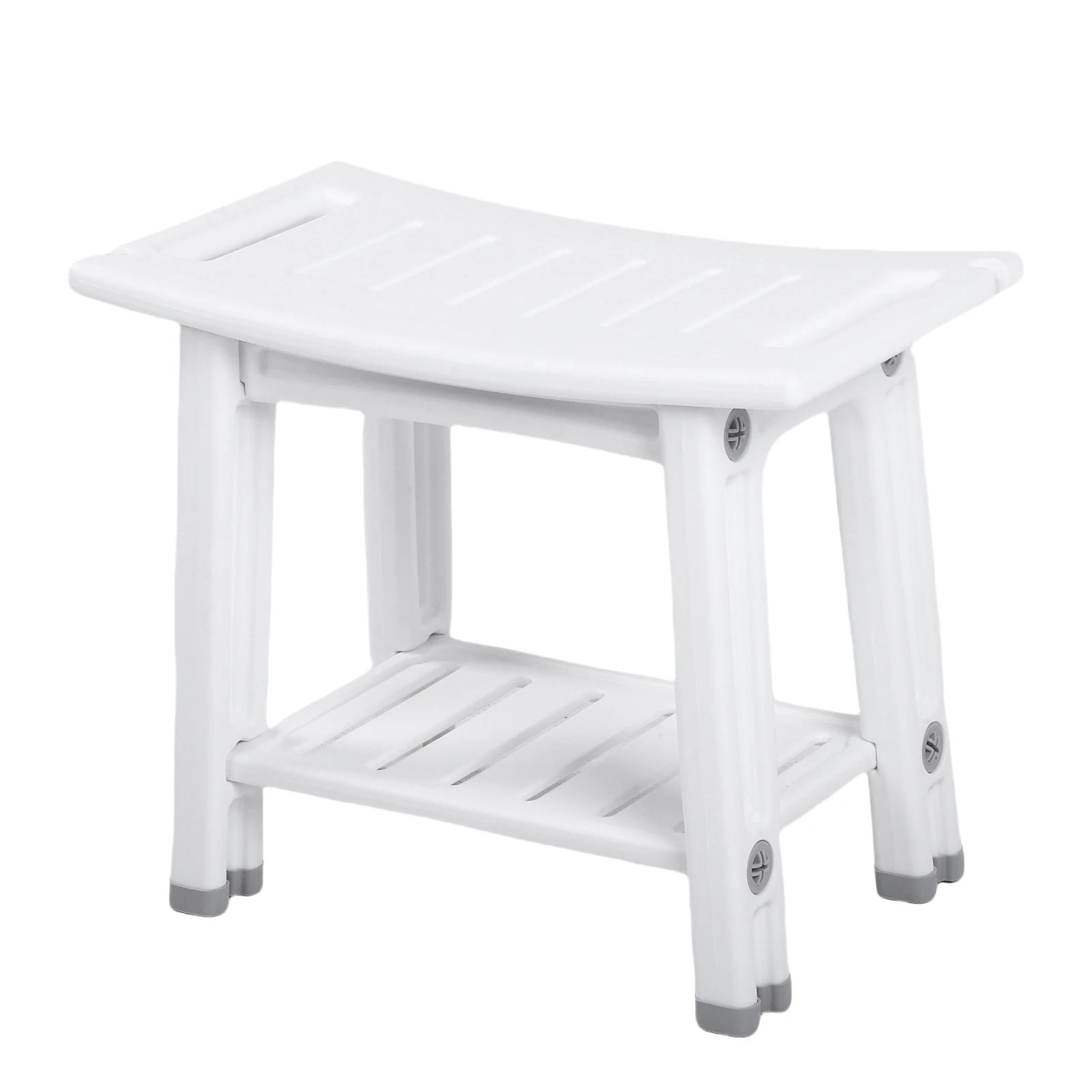 Shower Benches Durable Shower Chair 2-tier Storage Spaces and Dual Handles Waterproof Stool with Non-slip Pads
Shower Benches Durable Shower Chair 2-tier Storage Spaces and Dual Handles Waterproof Stool with Non-slip Pads