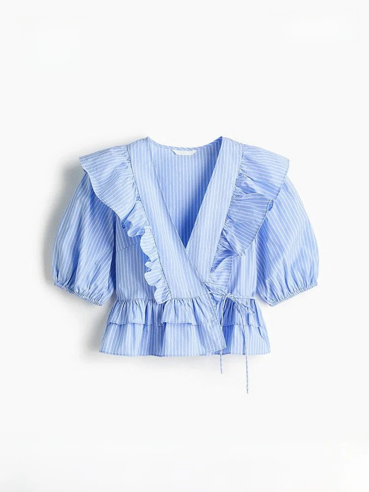 Romantic Bubble Sleeve Wrap Style Women's Shirt Summer New Lantern Sleeve Silk Charmeuse Romantique Shirt by H&M 1328267
Romantic Bubble Sleeve Wrap Style Women's Shirt Summer New Lantern Sleeve Silk Charmeuse Romantique Shirt by H&M 1328267