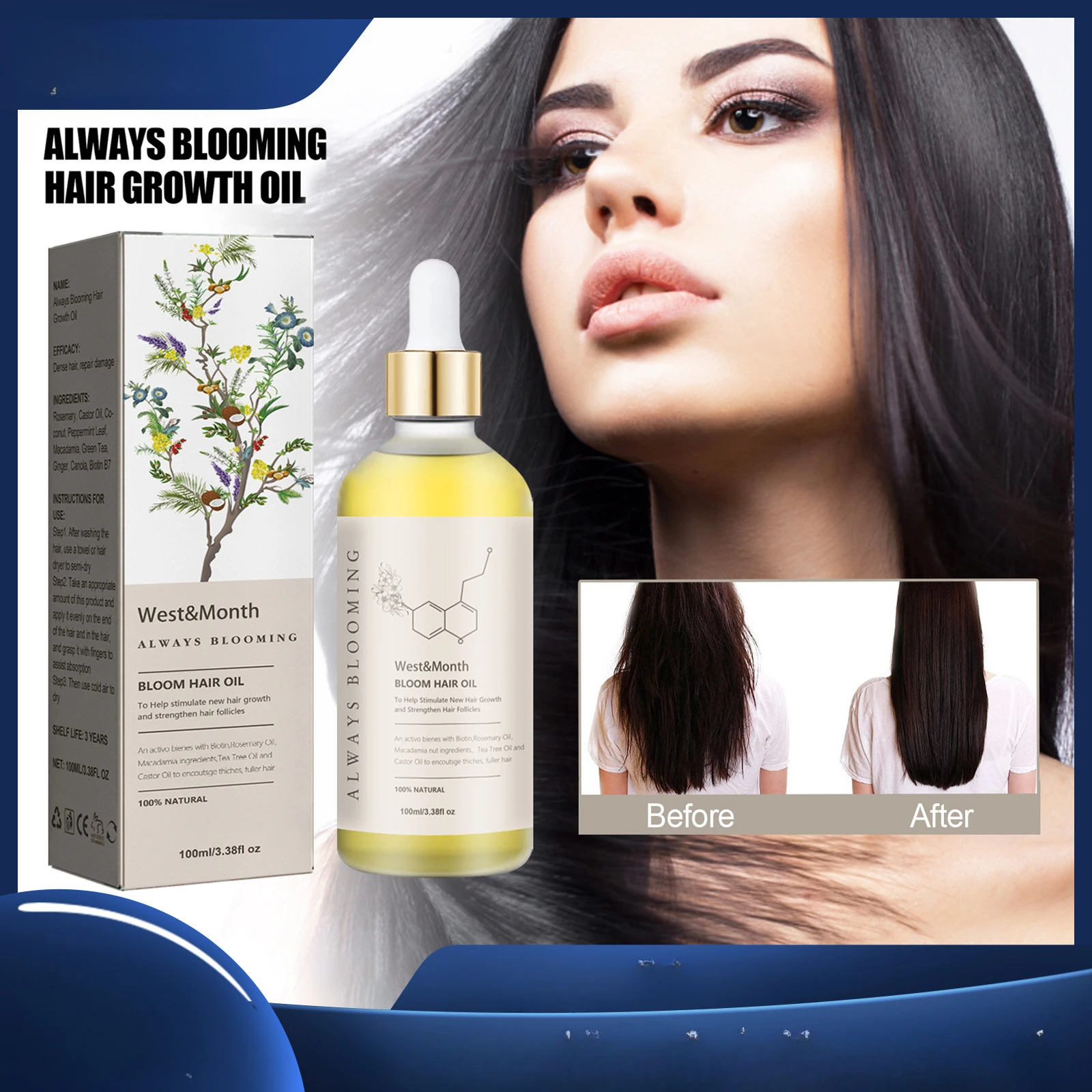 West & Month Dense Hair Essential Oil Moisturizing Thick Hair Fixing Hairs Damage Anti-Hair Loss Soft Hair Growth Essential Oil
West & Month Dense Hair Essential Oil Moisturizing Thick Hair Fixing Hairs Damage Anti-Hair Loss Soft Hair Growth Essential Oil