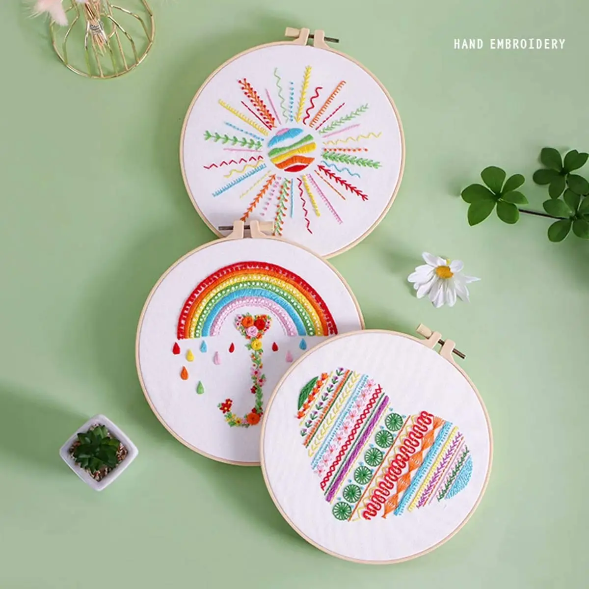 Unfinished DIY Beginner Embroidery Kit Heart Rainbow Umbrella Stitch Practice Sewing Thread Tool Set Fabric Material Bag
Unfinished DIY Beginner Embroidery Kit Heart Rainbow Umbrella Stitch Practice Sewing Thread Tool Set Fabric Material Bag