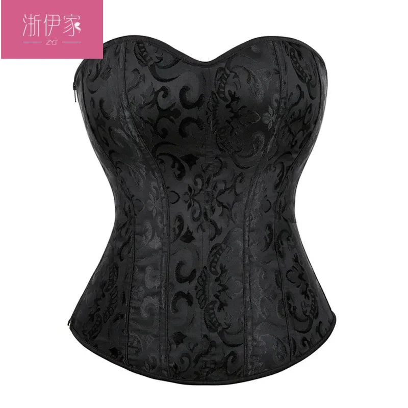 Black Women Vintage Jacquard Overbust Corset Lace-Up Zipper Waist Bustier Top Gothic Corsele
Black Women Vintage Jacquard Overbust Corset Lace-Up Zipper Waist Bustier Top Gothic Corsele