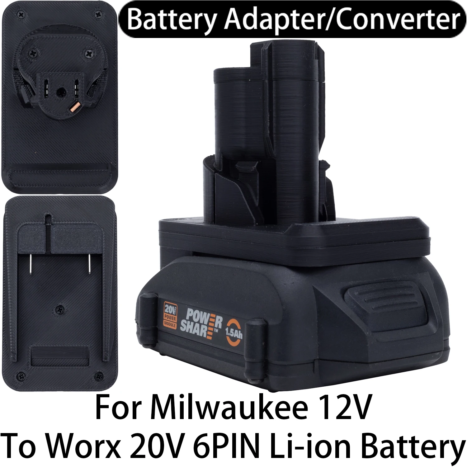 Adapter Converter For Milwaukee 12V Li-ion Tool To Worx 20V 6PIN Li-ion Battery Adapter Converter Power Tool Accessory
Adapter Converter For Milwaukee 12V Li-ion Tool To Worx 20V 6PIN Li-ion Battery Adapter Converter Power Tool Accessory