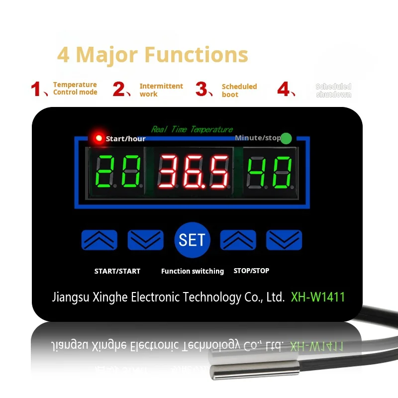 Xh-w1411 Digital thermostat Three Display multi-function temperature controller Temperature control switch -19~99
Xh-w1411 Digital thermostat Three Display multi-function temperature controller Temperature control switch -19~99