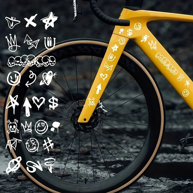 24Pcs Skull Graffiti Bike Frame Stickers UV Waterproof Wear-resistant Decals for MTB Road Bike
24Pcs Skull Graffiti Bike Frame Stickers UV Waterproof Wear-resistant Decals for MTB Road Bike