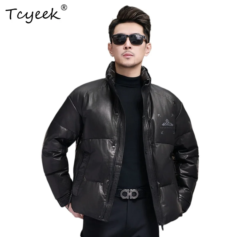 Tcyeek Real Top Layer Cowskin Autumn Winter White Duck Down Inner Lining Stand Collar Black Men's Genuine Leather Jacket 가죽자켓
Tcyeek Real Top Layer Cowskin Autumn Winter White Duck Down Inner Lining Stand Collar Black Men's Genuine Leather Jacket 가죽자켓