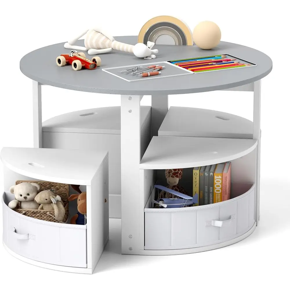 5-Piece Wooden Round Kids Nesting Table Set with 4 Storage Stools and Fabric Covers for Play, Art, and Reading (Gray)
5-Piece Wooden Round Kids Nesting Table Set with 4 Storage Stools and Fabric Covers for Play, Art, and Reading (Gray)