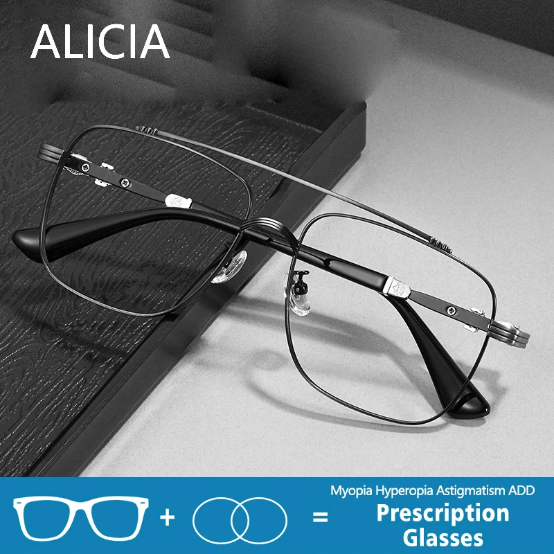 ALICIA Fashion Men's Big Size Eyewear Pilot Double Bridge Spectacle Alloy Anti Blue Light Blocking Optical Prescription Glasses
ALICIA Fashion Men's Big Size Eyewear Pilot Double Bridge Spectacle Alloy Anti Blue Light Blocking Optical Prescription Glasses