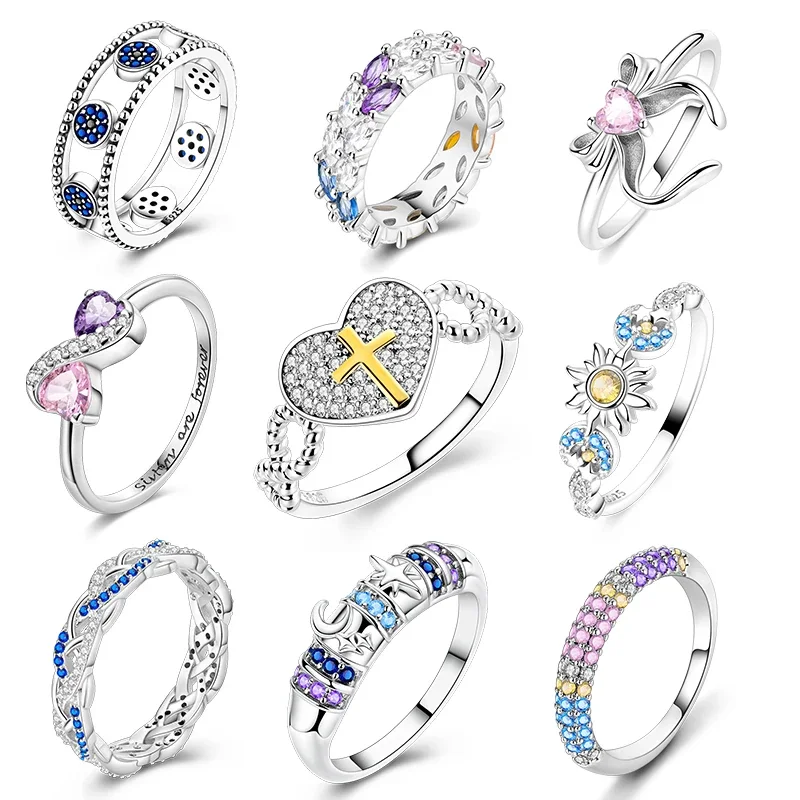 Rings for Women 925 Sterling Silver Heart Shaped Cross Crown Rings Sparkling Colorful Zircon Wedding Engagement Jewelry Gifts
Rings for Women 925 Sterling Silver Heart Shaped Cross Crown Rings Sparkling Colorful Zircon Wedding Engagement Jewelry Gifts