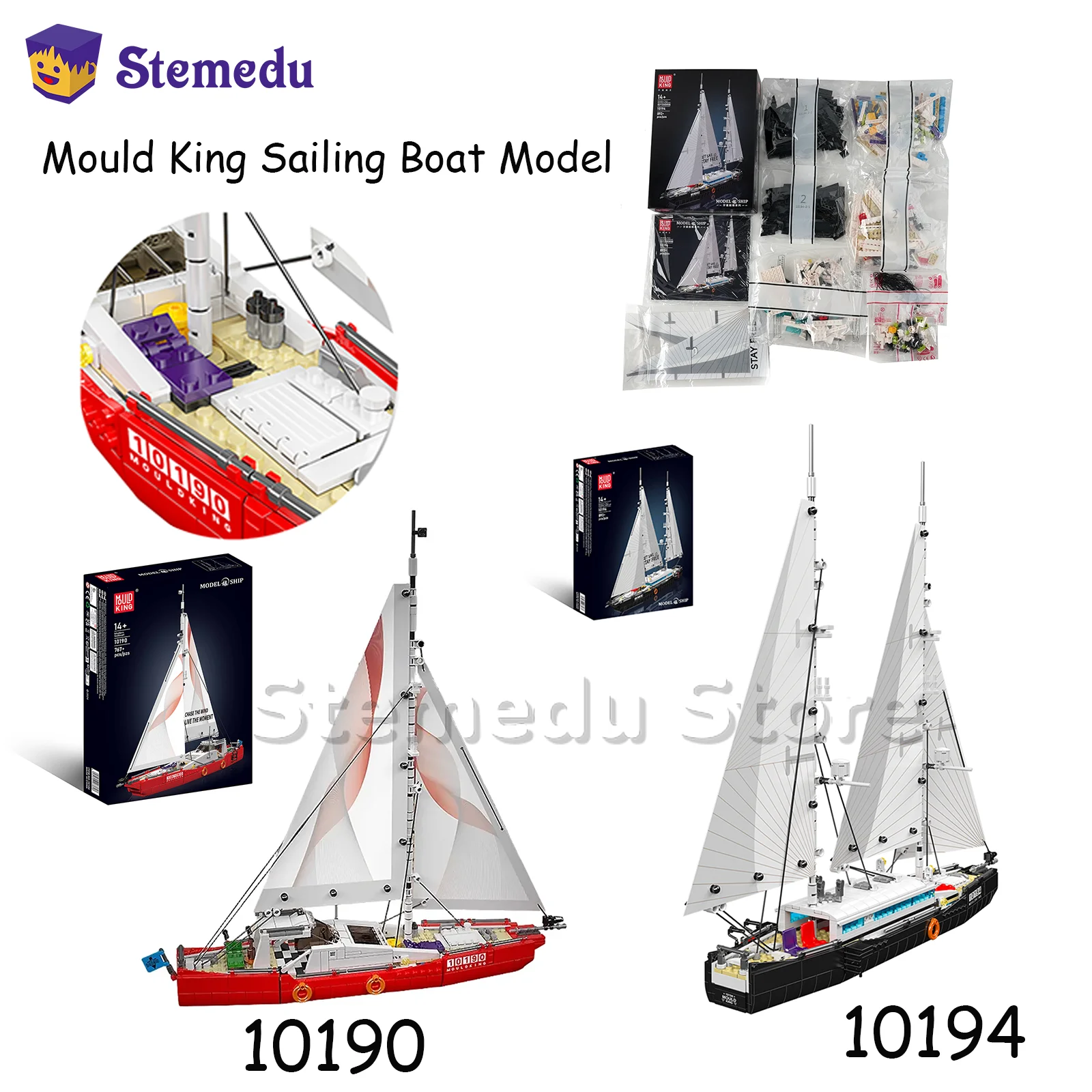 Mould King 10194 10190 Sailing Boat Ship Model Twin-Mast Building Blocks Block Brick Kit STEM Educational Toys Ocean for Kids
Mould King 10194 10190 Sailing Boat Ship Model Twin-Mast Building Blocks Block Brick Kit STEM Educational Toys Ocean for Kids