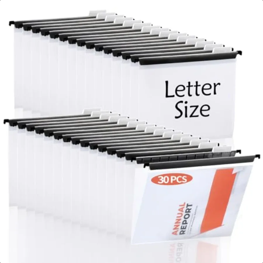 30 Pieces Clear Hanging File Folders Letter Size with Tabs and Inserts Poly Reinforced Filing Cabinet Folders Hanging 9.5x11inc
30 Pieces Clear Hanging File Folders Letter Size with Tabs and Inserts Poly Reinforced Filing Cabinet Folders Hanging 9.5x11inc