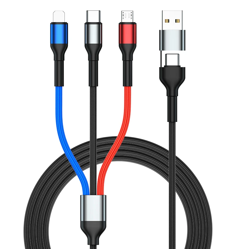 1.2M 6 IN1 PD USB Universal Fast Charging 3A Type Usb C Micro 3 in 1 Phone Data Charger Cable for Phone Smartphone Tablet
1.2M 6 IN1 PD USB Universal Fast Charging 3A Type Usb C Micro 3 in 1 Phone Data Charger Cable for Phone Smartphone Tablet
