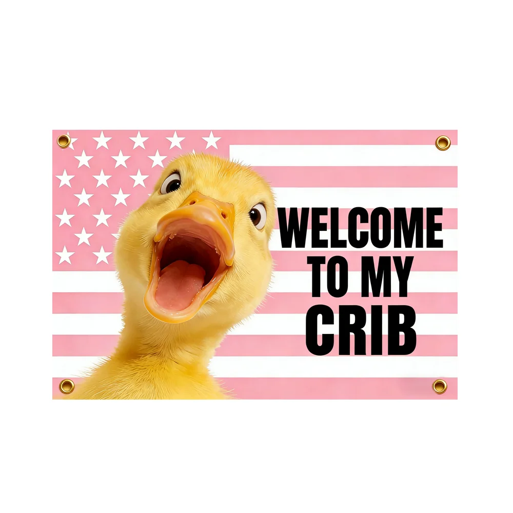 Welcome To My Crib Duck Pink American Flag 2x3ft 3x5ft Funny Meme Duckling Polyester Tapestry Aesthetic Wall Decor for Bedroom
Welcome To My Crib Duck Pink American Flag 2x3ft 3x5ft Funny Meme Duckling Polyester Tapestry Aesthetic Wall Decor for Bedroom