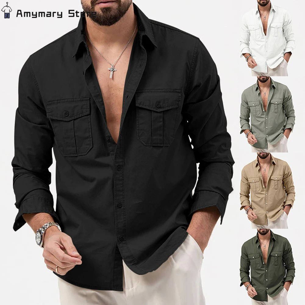 Men's Shirt Solid Color Casual Long Sleeve Multi-pocket Button Lapel Shirt Business Commuter Shirt Street Everyday Men's Wear
Men's Shirt Solid Color Casual Long Sleeve Multi-pocket Button Lapel Shirt Business Commuter Shirt Street Everyday Men's Wear
