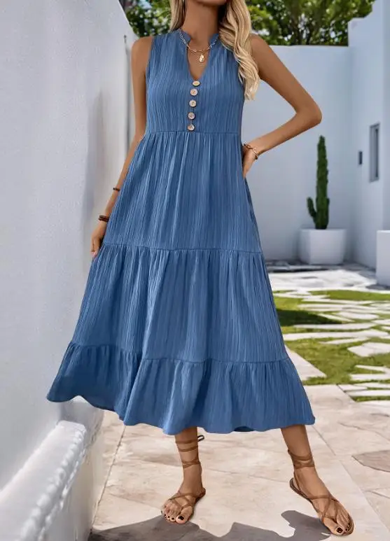 2025 Summer New Mid Length Pleated Solid Color Standing Collar Sleeveless Dress
2025 Summer New Mid Length Pleated Solid Color Standing Collar Sleeveless Dress