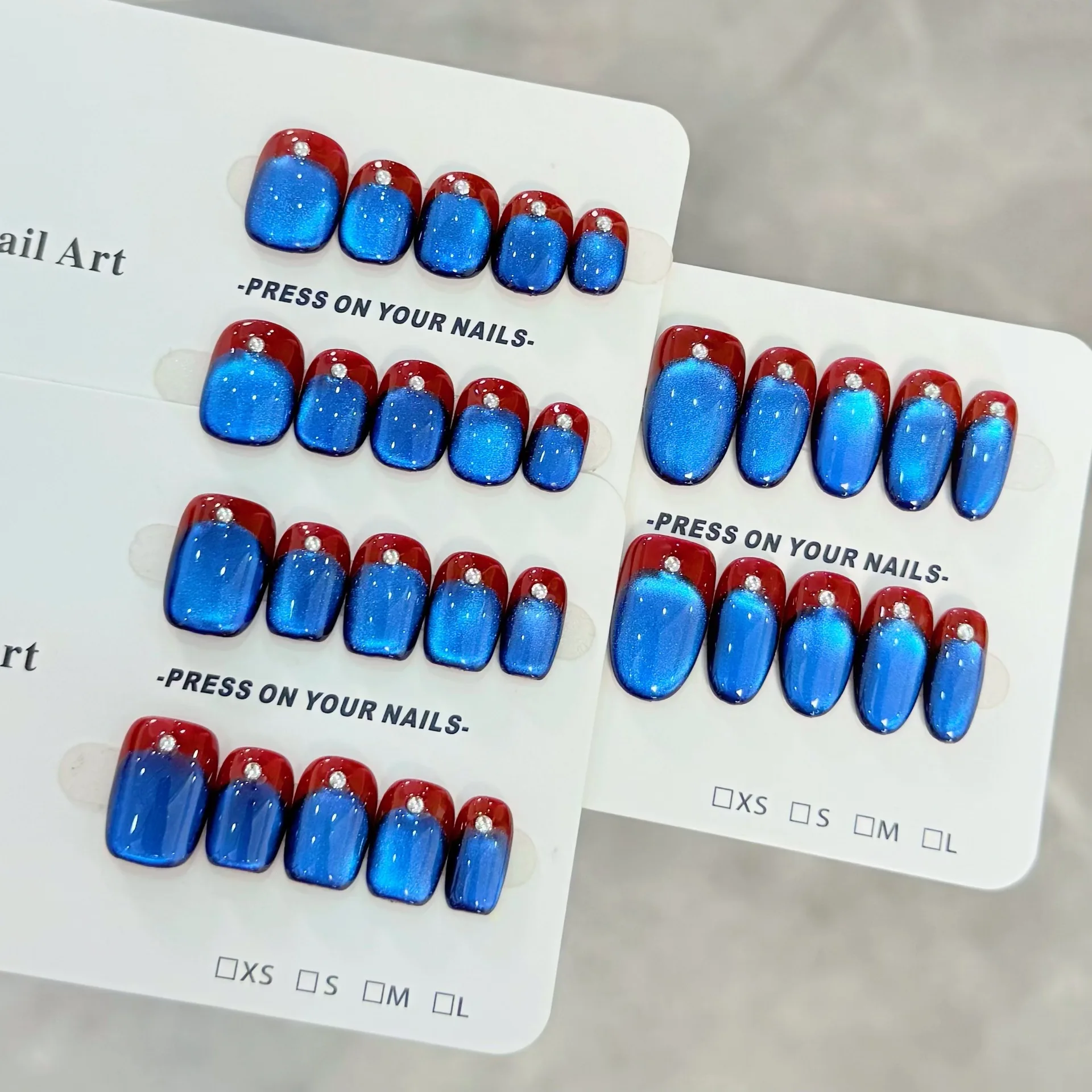 10pcs Handmade Press on Nails Blue Rose French Sparkling Cat's Eye Fake Nail for Women&Girl Short Square Removable Wearable Nail
10pcs Handmade Press on Nails Blue Rose French Sparkling Cat's Eye Fake Nail for Women&Girl Short Square Removable Wearable Nail