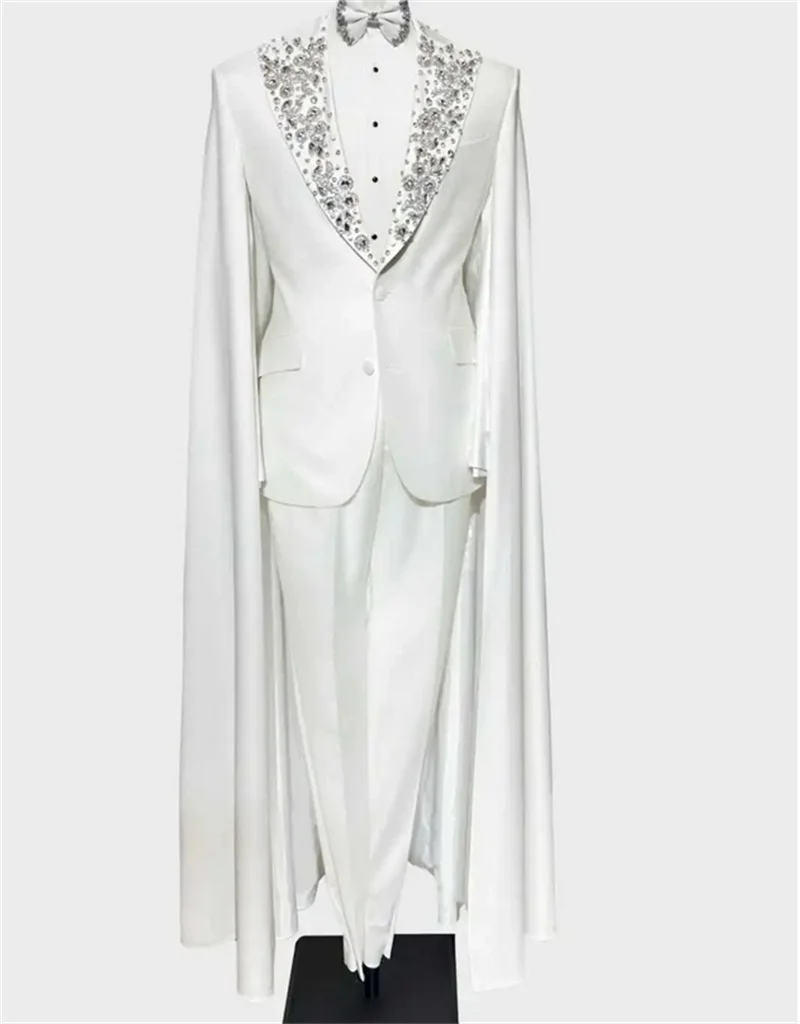 White Wrap Men Suit Set 2 Piece Blazer+Pants Trousers Customized Crystals Formal Office Business Jacket Prom Wedding Tuxedo Coat
White Wrap Men Suit Set 2 Piece Blazer+Pants Trousers Customized Crystals Formal Office Business Jacket Prom Wedding Tuxedo Coat