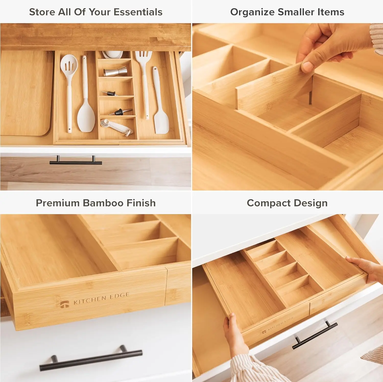 Adjustable Kitchen Drawer Organizer For Utensils And Junk, Food-Safe Contract Grade With 100% Sustainable Wood, Non-Slip,
Adjustable Kitchen Drawer Organizer For Utensils And Junk, Food-Safe Contract Grade With 100% Sustainable Wood, Non-Slip,