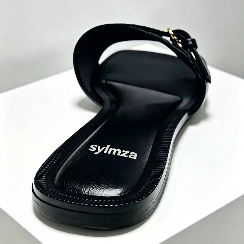 Concise Black White Striped Wide Band Women's Slippers Fasion Metallic Buckle Detail Flat Sandals Sexy Open Toe Summer Shoes
Concise Black White Striped Wide Band Women's Slippers Fasion Metallic Buckle Detail Flat Sandals Sexy Open Toe Summer Shoes