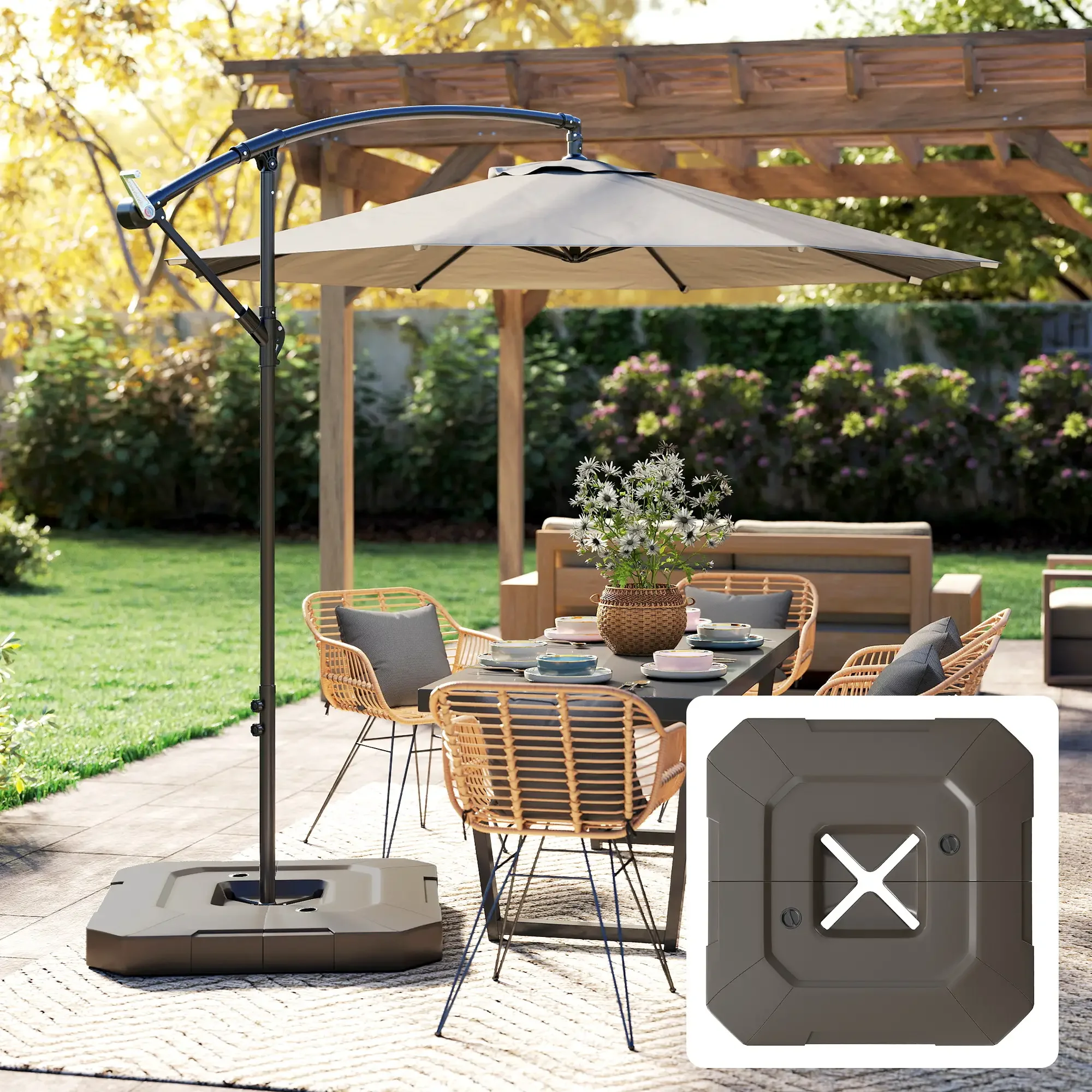 2 pcs Outdoor Umbrella Base(Only the base)
2 pcs Outdoor Umbrella Base(Only the base)