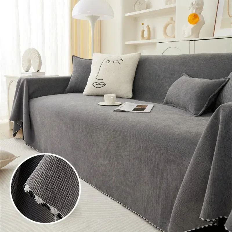 Chenille Sofa Towel All-cover Coffee Striped Pattern Sofa Throw Blanket with Tassels Couch Protector Double Face Usable
Chenille Sofa Towel All-cover Coffee Striped Pattern Sofa Throw Blanket with Tassels Couch Protector Double Face Usable
