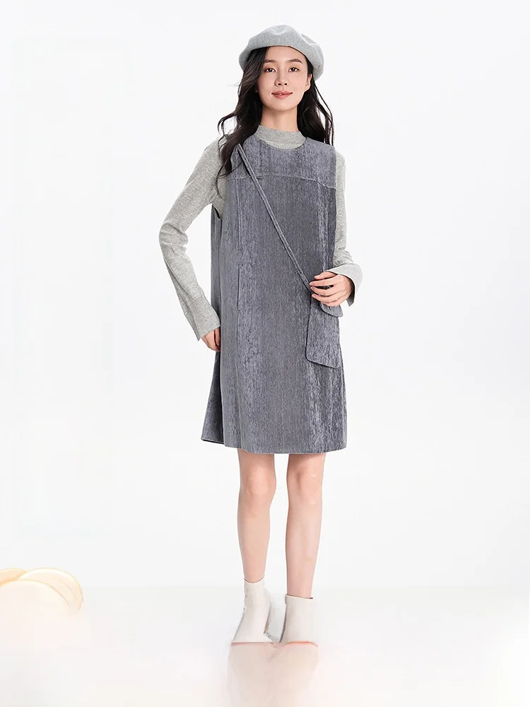 Ele A-Line Dr Women's Winter New round Ne Svel Loose Vest Dr Simple Sle Pure Color Polyester Fiber Skirt
Ele A-Line Dr Women's Winter New round Ne Svel Loose Vest Dr Simple Sle Pure Color Polyester Fiber Skirt